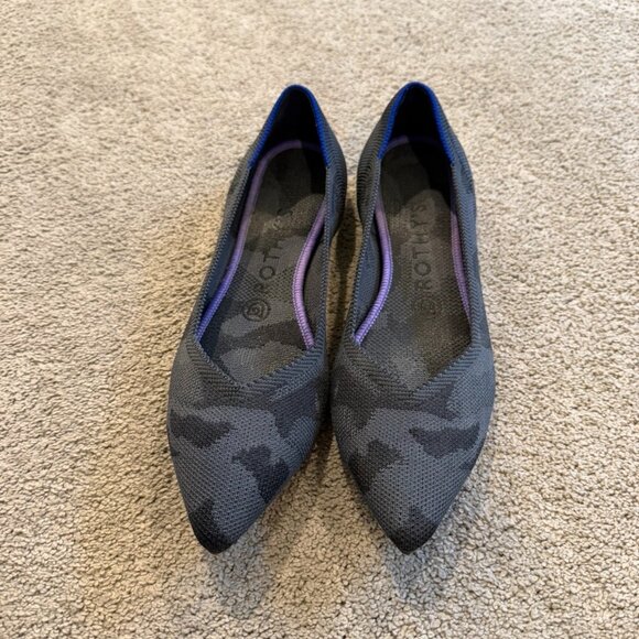 Rothy's The Point Gray Camo Pointed Toe Flats, 7.5 - Picture 1 of 3